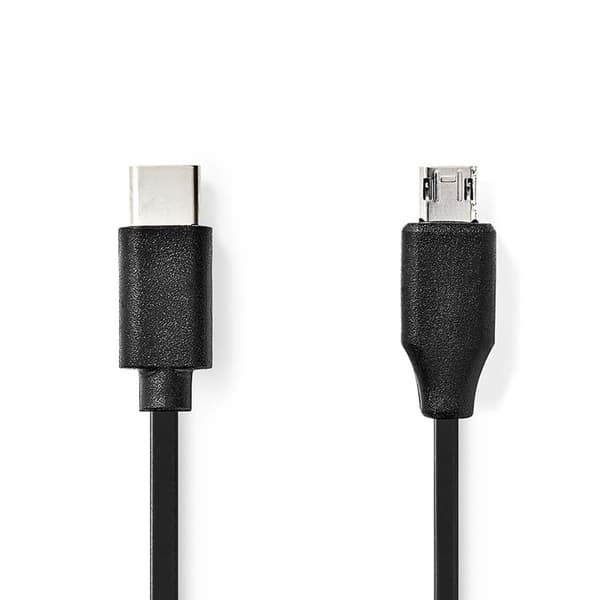 Nedis USB kaapeli | USB 2.0 | USB-C™ Uros | USB Micro-B Uros | 60 W | 480 Mbps | Niklattu | 1.00 m | Pyöreä | PVC | Musta | Label