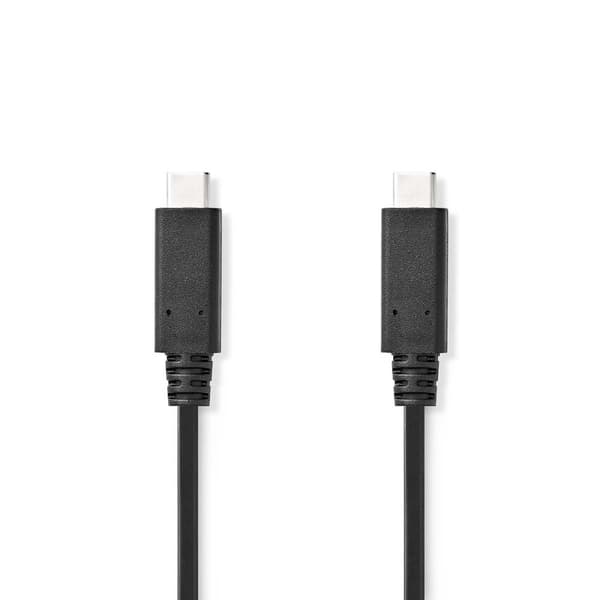 Nedis USB-kabel | USB 3.2 Gen 2 | USB-C™ Hann | USB-C™ Hann | 240 W | 8K@30Hz | 20 Gbps | Nikkel belagt | 1.00 m | Rund | PVC | Sort | Label