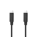 Miniatyrbilde 1 av 4: Nedis USB-kabel | USB 3.2 Gen 2 | USB-C™ Hann | USB-C™ Hann | 240 W | 8K@30Hz | 20 Gbps | Nikkel belagt | 1.00 m | Rund | PVC | Sort | Label