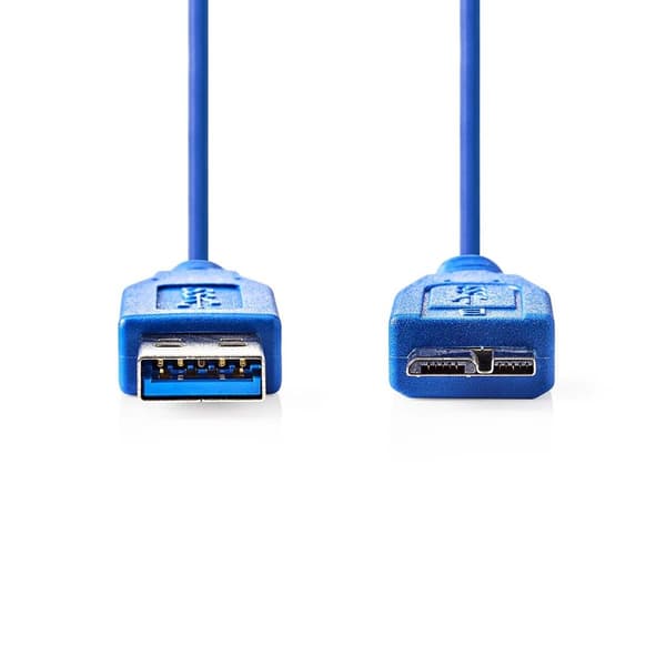 Nedis USB-kabel | USB 3.2 Gen 1 | USB-A Hane | USB Micro-B Hane | 5 Gbps | Nickelplaterad | 5.00 m | Rund | PVC | Blå | Kuvert