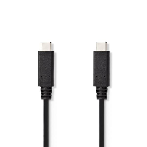 Nedis USB-kabel | USB 3.2 Gen 2 | USB-C™ Hane | USB-C™ Hane | 15 W | 10 Gbps | Nickelplaterad | 1.00 m | Rund | PVC | Svart | Tag