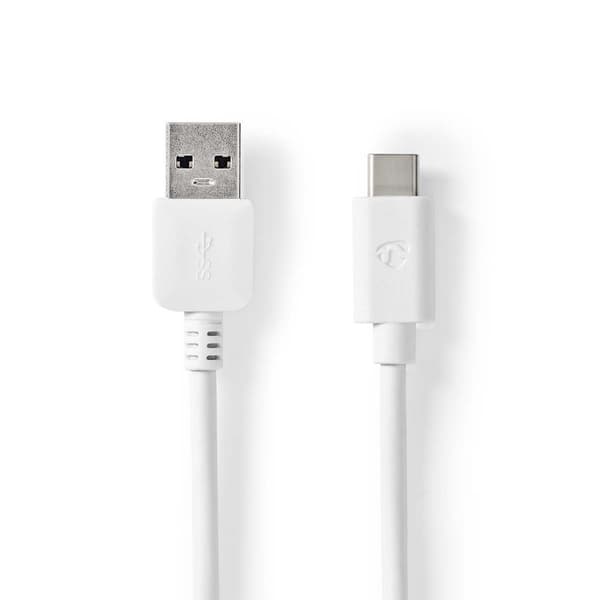 Nedis USB kaapeli | USB 3.2 Gen 1 | USB-A Uros | USB-C™ Uros | 60 W | 5 Gbps | Niklattu | 1.00 m | Pyöreä | PVC | Valkoinen | Laatikko