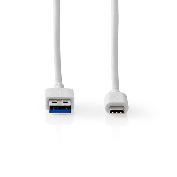 Nedis USB-kabel | USB 3.2 Gen 1 | USB-A Hane | USB-C™ Hane | 60 W | 5 Gbps | Nickelplaterad | 2.00 m | Rund | PVC | Vit | Låda