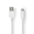 Miniatyrbild 1 av 4: Nedis USB-kabel | USB 3.2 Gen 1 | USB-A Hane | USB-C™ Hane | 60 W | 5 Gbps | Nickelplaterad | 2.00 m | Rund | PVC | Vit | Låda