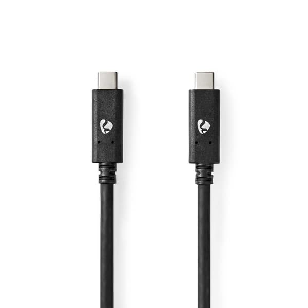Nedis USB-kabel | USB 3.2 Gen 2 | USB-C™ Hane | USB-C™ Hane | 100 W | 4K@60Hz | 10 Gbps | Nickelplaterad | 1.00 m | Rund | PVC | Svart | Låda
