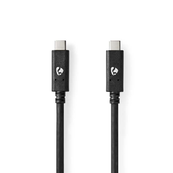 Nedis USB-kabel | USB 3.2 Gen 2 | USB-C™ Hane | USB-C™ Hane | 100 W | 4K@60Hz | 10 Gbps | Nickelplaterad | 1.00 m | Rund | PVC | Svart | Låda