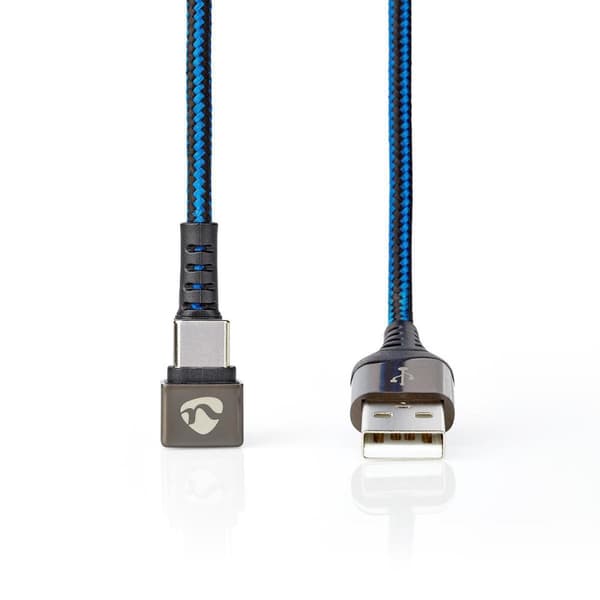 Nedis USB-kabel | USB 2.0 | USB-A Han | USB-C™ Han | 480 Mbps | Guldplateret | 1.00 m | Runde | Flettet / Nylon | Blå / Sort | Cover Window Box