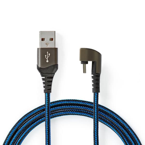 Nedis USB-kabel | USB 2.0 | USB-A Han | USB-C™ Han | 480 Mbps | Guldplateret | 1.00 m | Runde | Flettet / Nylon | Blå / Sort | Cover Window Box