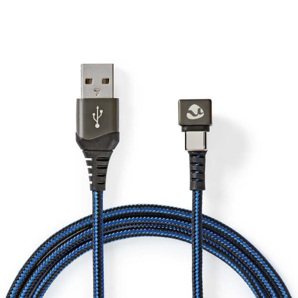 Nedis USB-kabel | USB 2.0 | USB-A Han | USB-C™ Han | 480 Mbps | Guldplateret | 1.00 m | Runde | Flettet / Nylon | Blå / Sort | Cover Window Box