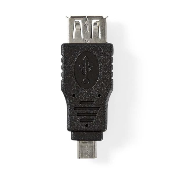 Nedis USB Mikro-B Adapter | USB 2.0 | USB Micro-B Hane | USB-A Hona | 480 Mbps | Nickelplaterad | PVC | Svart | Blister