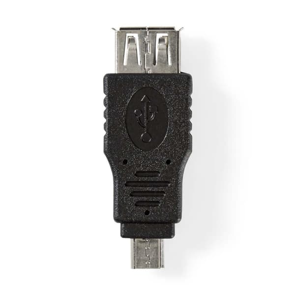 Nedis USB Mikro-B Adapter | USB 2.0 | USB Micro-B Hane | USB-A Hona | 480 Mbps | Nickelplaterad | PVC | Svart | Blister