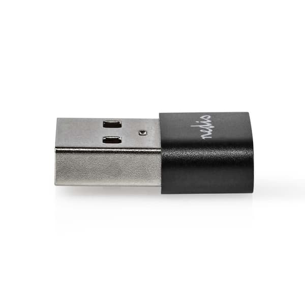 Nedis USB-A Adapter | USB 2.0 | USB-A Hane | USB-C™ Hona | 480 Mbps | Rund | Nickelplaterad | Svart | Låda