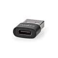 Miniatyrbild 2 av 8: Nedis USB-A Adapter | USB 2.0 | USB-A Hane | USB-C™ Hona | 480 Mbps | Rund | Nickelplaterad | Svart | Låda