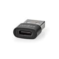 Miniatyrbild 1 av 8: Nedis USB-A Adapter | USB 2.0 | USB-A Hane | USB-C™ Hona | 480 Mbps | Rund | Nickelplaterad | Svart | Låda
