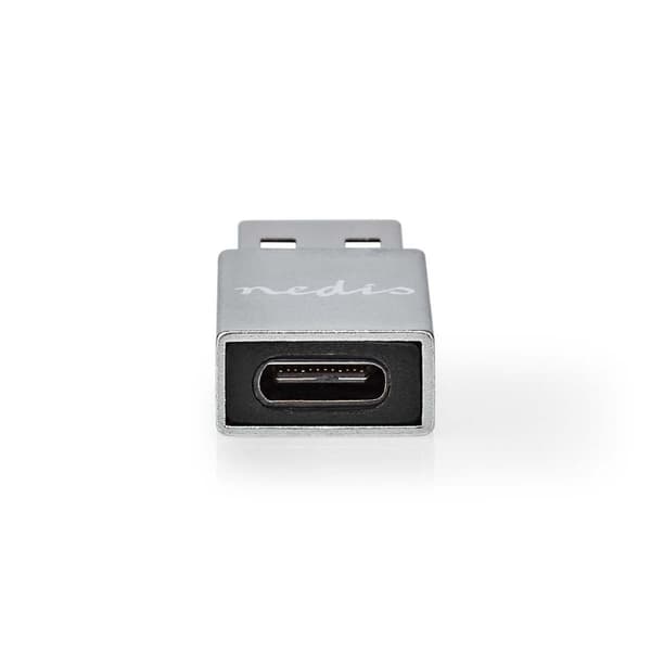Nedis USB-A Adapter | USB 3.2 Gen 1 | USB-A Hane | USB-C™ Hona | 5 Gbps | Rund | Nickelplaterad | Svart | Låda