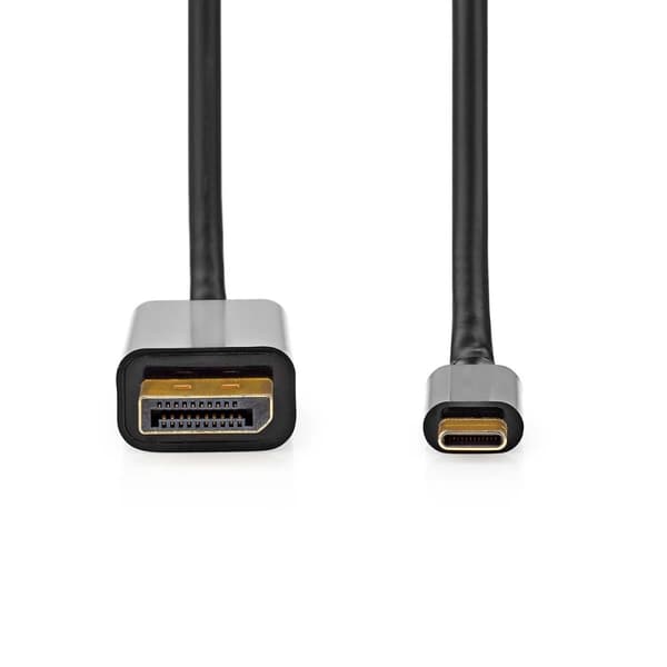 Nedis USB-C™ Adapter | USB 3.2 Gen 1 | USB-C™ Han | DisplayPort Han | 4K@60Hz | 2.00 m | Runde | Guldplateret | PVC | Sort | Box