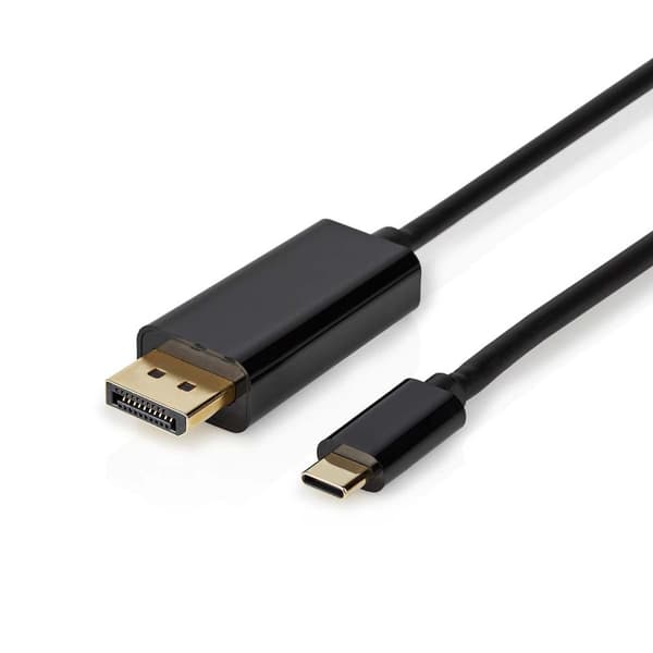 Nedis USB-C™ Adapter | USB 3.2 Gen 1 | USB-C™ Han | DisplayPort Han | 4K@60Hz | 2.00 m | Runde | Guldplateret | PVC | Sort | Box
