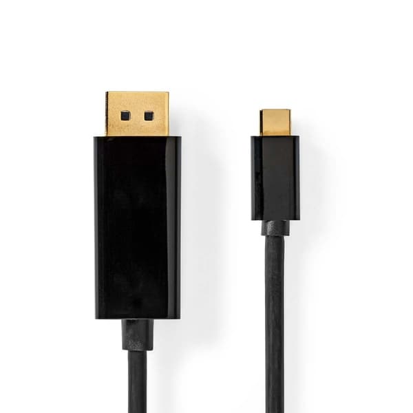 Nedis USB-C™ Adapter | USB 3.2 Gen 1 | USB-C™ Han | DisplayPort Han | 4K@60Hz | 2.00 m | Runde | Guldplateret | PVC | Sort | Box
