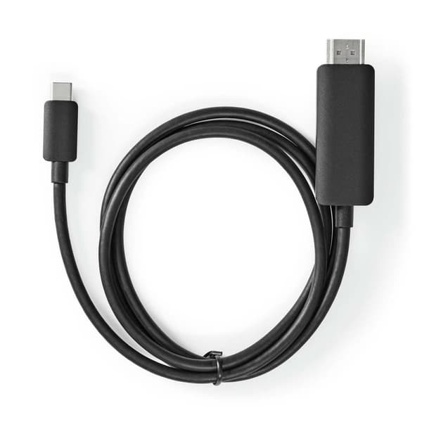 Nedis USB-C™ Adapter | USB 3.2 Gen 1 | USB-C™ Han | HDMI™ Stik | 4K@60Hz | 2.00 m | Runde | Nikkelplateret | PVC | Sort | Label