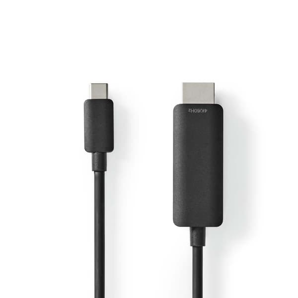 Nedis USB-C™ Adapter | USB 3.2 Gen 1 | USB-C™ Han | HDMI™ Stik | 4K@60Hz | 2.00 m | Runde | Nikkelplateret | PVC | Sort | Label