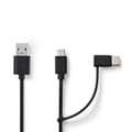 Miniatyrbild 2 av 4: Nedis 2 i 1kabel | USB 2.0 | USB-A Hane | USB Micro-B Hane / USB-C™ Hane | 480 Mbps | 1.00 m | Nickelplaterad | Rund | PVC | Svart | Label