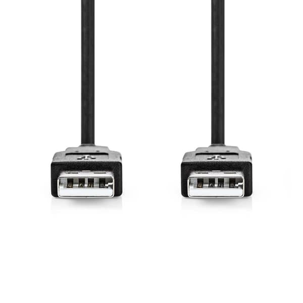Nedis USB-kabel | USB 2.0 | USB-A Han | USB-A Han | 480 Mbps | Nikkel belagt | 1.00 m | Rund | PVC | Sort | Label