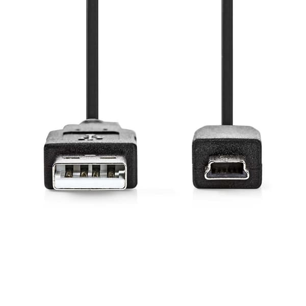 Nedis USB-kabel | USB 2.0 | USB-A Hane | USB Mini-B 5 pin Hane | 480 Mbps | Nickelplaterad | 2.00 m | Rund | PVC | Svart | Label