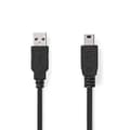 Miniatyrbild 2 av 4: Nedis USB-kabel | USB 2.0 | USB-A Hane | USB Mini-B 5 pin Hane | 480 Mbps | Nickelplaterad | 2.00 m | Rund | PVC | Svart | Label