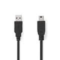 Miniatyrbild 1 av 4: Nedis USB-kabel | USB 2.0 | USB-A Hane | USB Mini-B 5 pin Hane | 480 Mbps | Nickelplaterad | 2.00 m | Rund | PVC | Svart | Label
