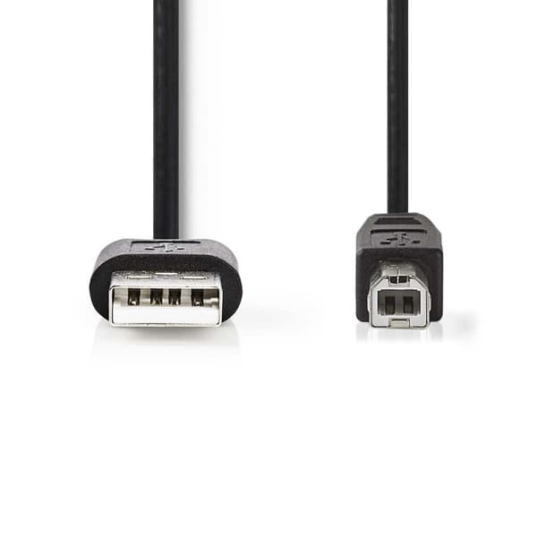 Nedis USB-kabel | USB 2.0 | USB-A Hane | USB-B Hane | 480 Mbps | Nickelplaterad | 2.00 m | Rund | PVC | Svart | Label