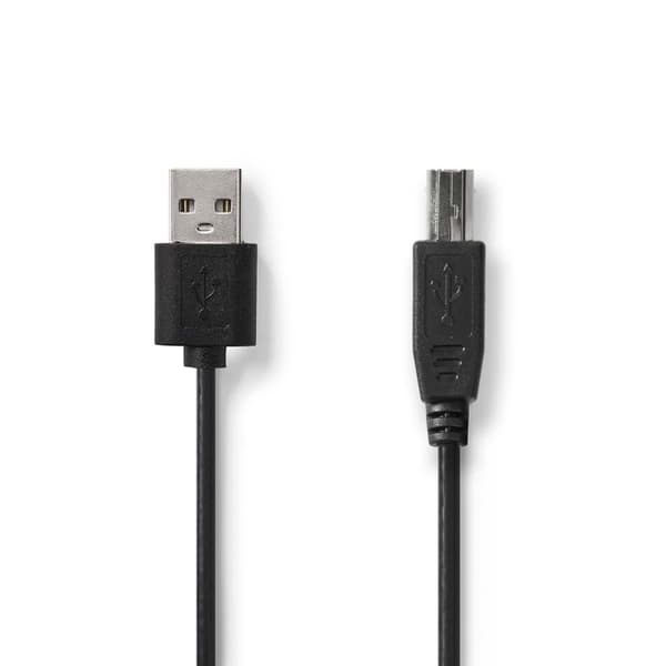 Nedis USB-kabel | USB 2.0 | USB-A Hane | USB-B Hane | 480 Mbps | Nickelplaterad | 2.00 m | Rund | PVC | Svart | Label