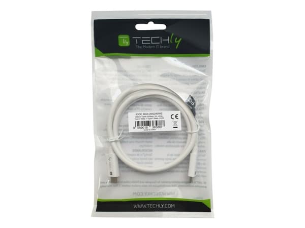 Techly ICOC-MU4-20G240W2, 2 m, USB C, USB C, USB4 Gen 2x2, 20 Gbit/s, Vit