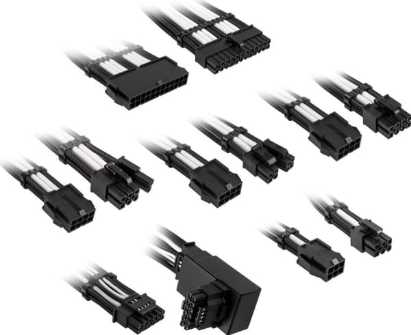 Kolink Core Pro Braided Cable Extension Kit 12V-2x6 Type 1 - Jet Black/Brilliant White