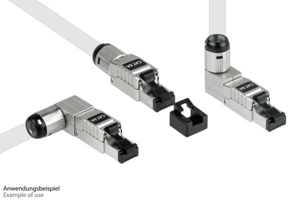 RJ45-kontakt Kat. 6A, verktøyfri / feltmontering, STP-skjermet, metall, 5 retninger, bra (GC-N0165)