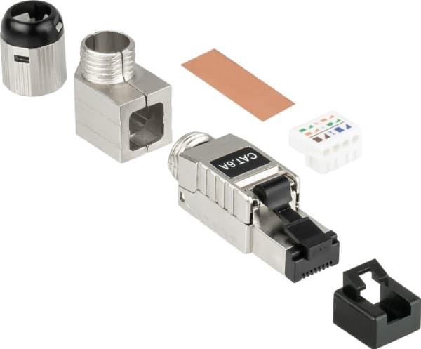 RJ45-kontakt Kat. 6A, verktøyfri / feltmontering, STP-skjermet, metall, 5 retninger, bra (GC-N0165)
