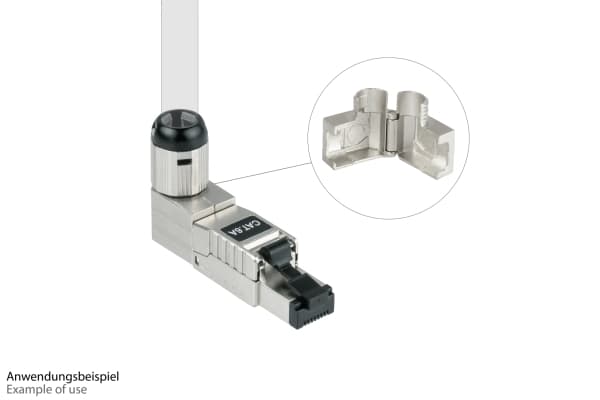 RJ45-kontakt Kat. 6A, verktøyfri / feltmontering, STP-skjermet, metall, 5 retninger, bra (GC-N0165)