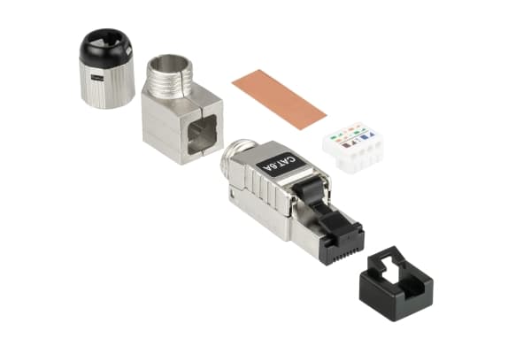 RJ45-kontakt Kat. 6A, verktøyfri / feltmontering, STP-skjermet, metall, 5 retninger, bra (GC-N0165)
