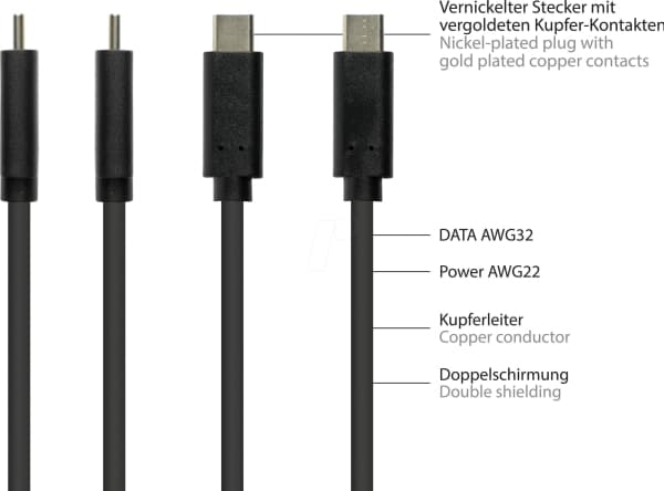 Alcasa 2831-CV010S, 1 m, USB C, USB C, USB 3.2 Gen 2 (3.1 Gen 2), 10 Gbit/s, Svart