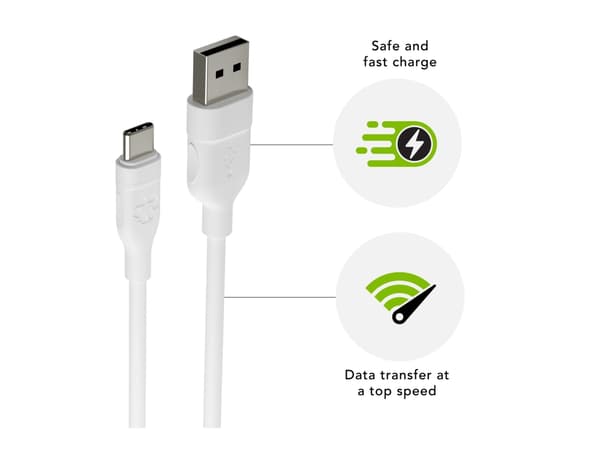 dbramante1928 re-charge - USB-kabel - USB (hane) till 24 pin USB-C (hane) - USB 2.0 - 1.2 m - strömöverföring upp till 36 W, 100 % återvunnen plast,