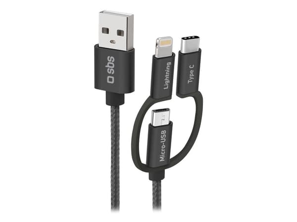 SBS TECABLEUSBIP531BW, 1,2 m, USB A, Micro-USB A, USB 2.0, Svart