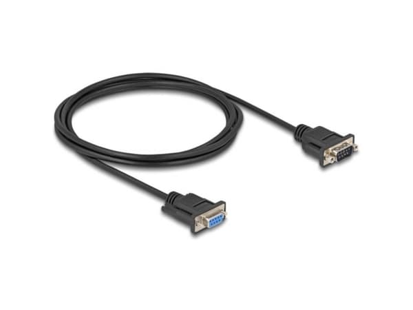 Delock - Seriell kabel - DB-9 (hann) til DB-9 (hunn) - 2 m - støtter RS-232 seriell grensesnitt, tommelskruer - svart