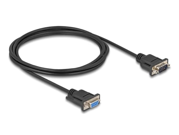 Delock - Seriell kabel - DB-9 (hann) til DB-9 (hunn) - 2 m - støtter RS-232 seriell grensesnitt, tommelskruer - svart