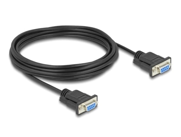 Delock - Seriell kabel - DB-9 (hunn) til DB-9 (hunn) - 5 m - støtter RS-232 seriell grensesnitt, tommelskruer - svart