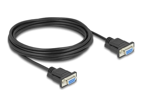Delock - Seriell kabel - DB-9 (hunn) til DB-9 (hunn) - 5 m - støtter RS-232 seriell grensesnitt, tommelskruer - svart