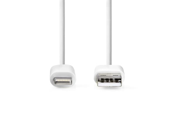 Nedis CCGL39300WT10, 1 m, Lightning, USB A, Hankontakt, Hankontakt, Vit