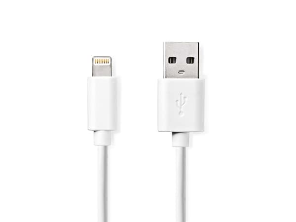 Nedis CCGL39300WT10, 1 m, Lightning, USB A, Hankontakt, Hankontakt, Vit