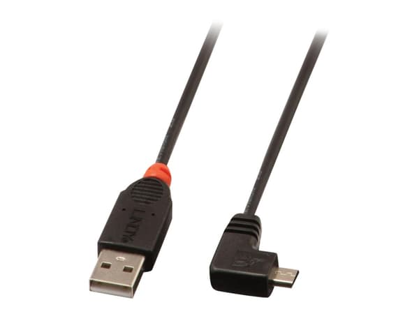 Lindy - USB-kabel - USB (hane) till mikro-USB typ B (hane) - USB 2.0 - 1 m - 90° kontakt, formpressad