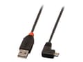 Miniatyrbild 1 av 5: Lindy - USB-kabel - USB (hane) till mikro-USB typ B (hane) - USB 2.0 - 1 m - 90° kontakt, formpressad