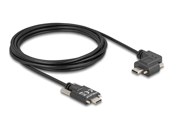 Delock - USB-kabel - 24 pin USB-C (hane) till 24 pin USB-C (hane) vänster-/högervinklad - USB 2.0 - 3 A - 3 m - Stöd för Power Delivery 3.0, USB-C Po