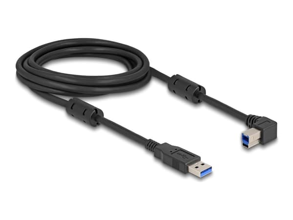Delock - USB-kabel - USB-type A (hann) rett til USB Type B (hann) venstre-vinklet - USB 3.0 - 3 m - up to 5 Gbps data transfer rate - svart